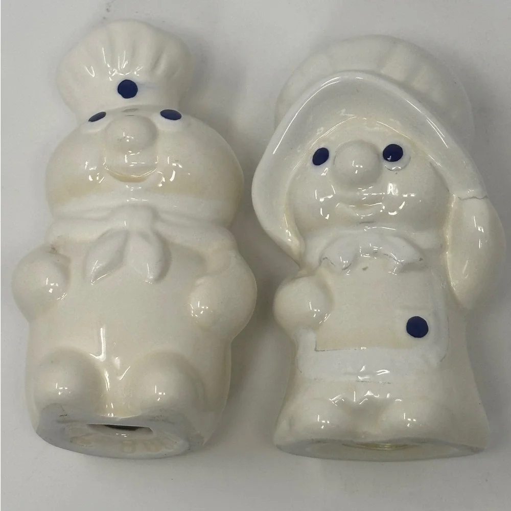 Vintage Pillsbury Doughboy Poppie Fresh Salt and Pepper Shakers Ceramic White